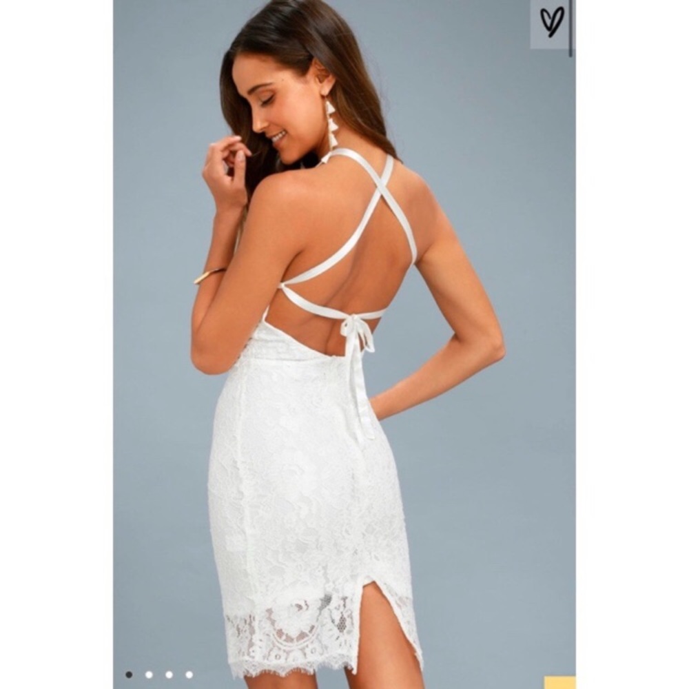 Wishful Wanderings White Lace Bodycon Midi Dress